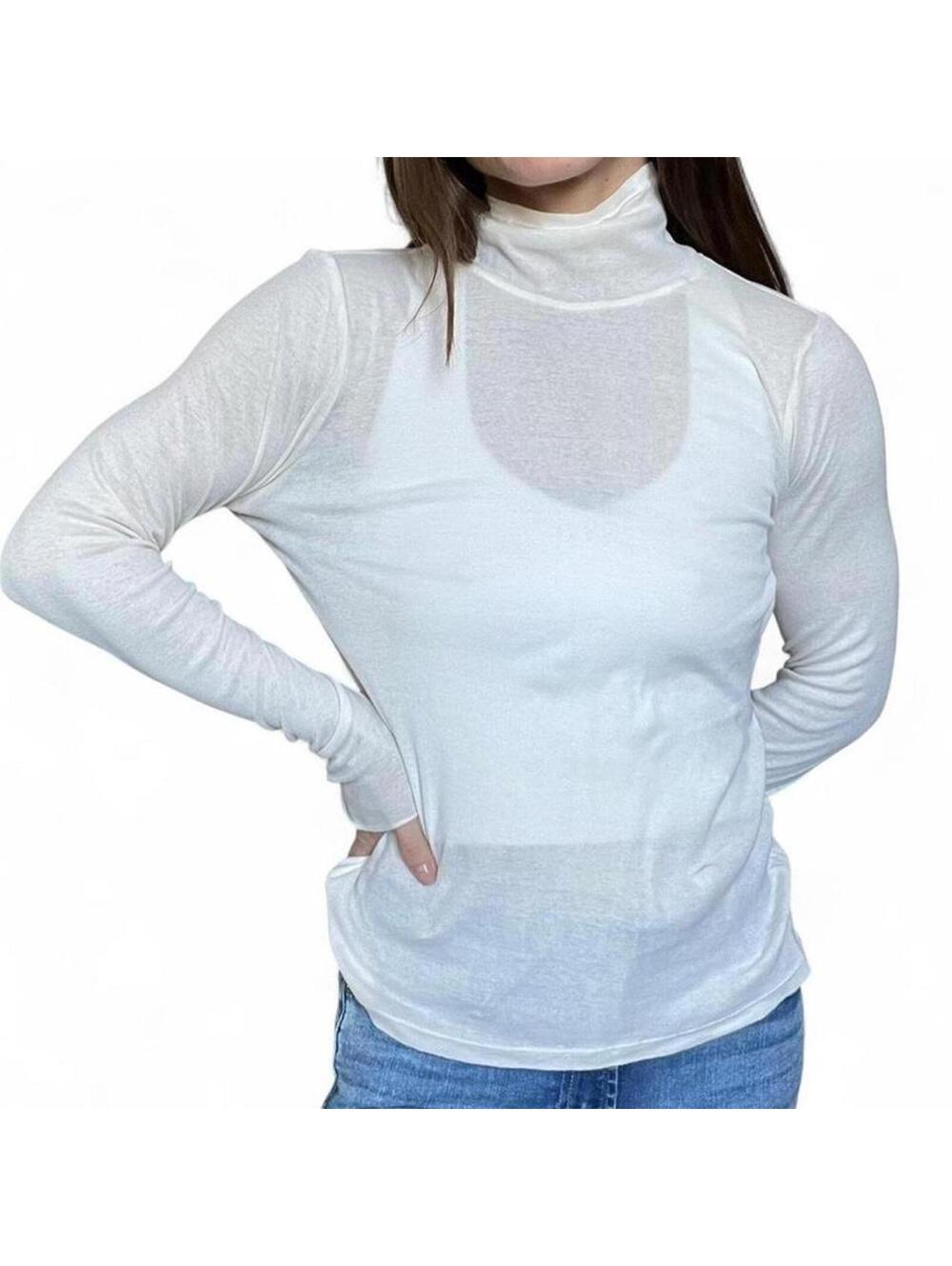 Everlane White Light Long-sleeve Turtleneck Top